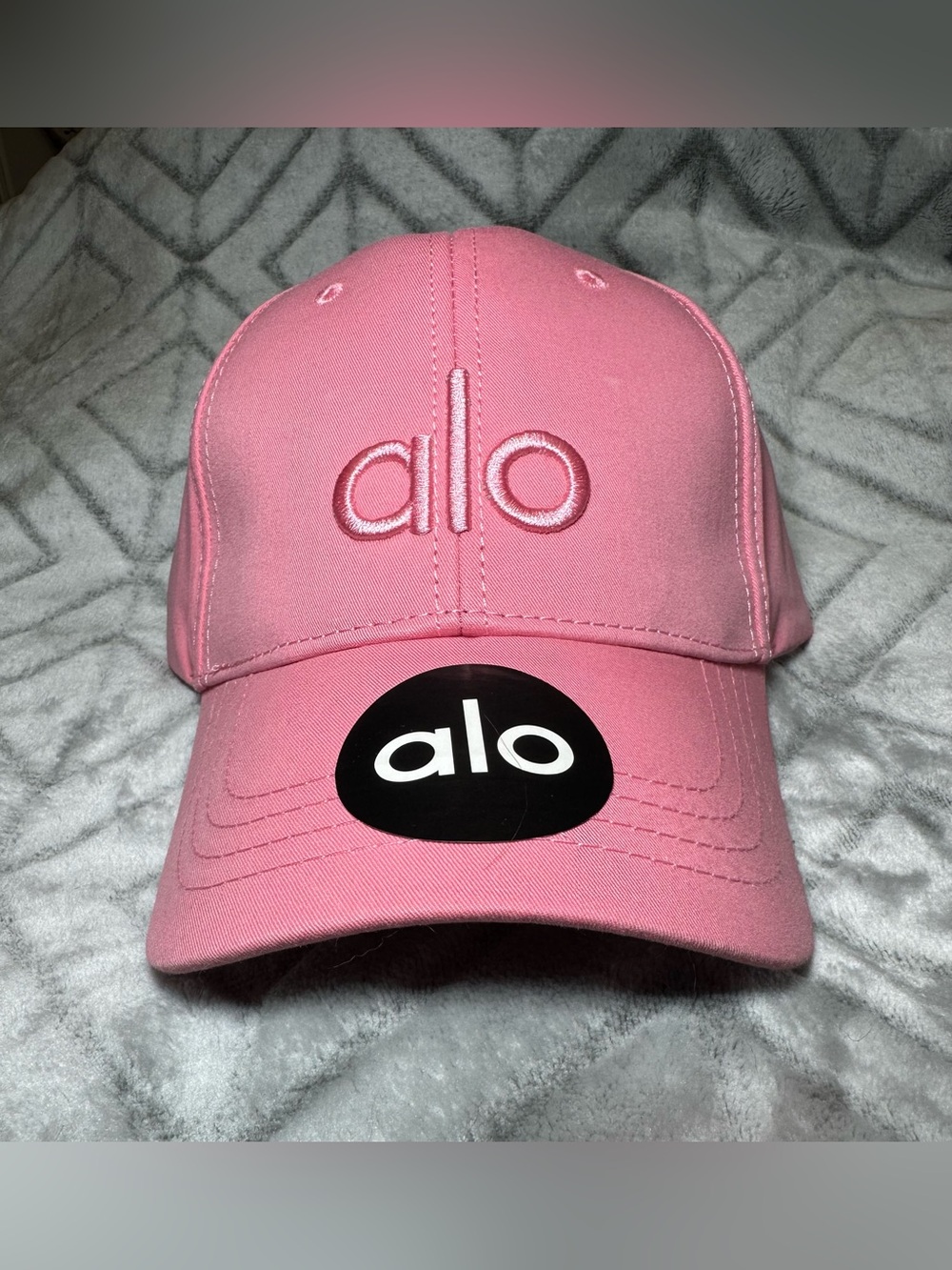 Alo embroidered baseball cap in bright Bubble Gum Pink